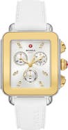 MICHELE Deco Sport Diamond Chronograph Silicone Strap Watch, 34mm