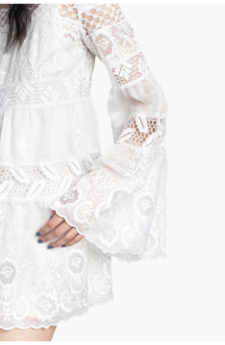 Anna Sui Cottage Rose Lace Mini Dress, Alternate, color, White