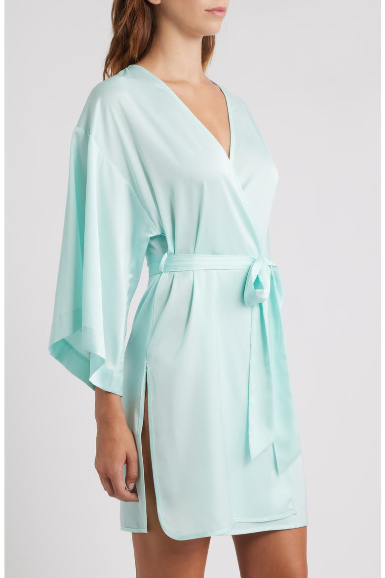 Get Ready with Me Satin Robe, Alternate, color, TEAL FAIR