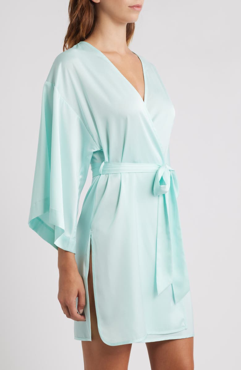 Open Edit Get Ready with Me Satin Robe, Alternate, color, Teal Fair