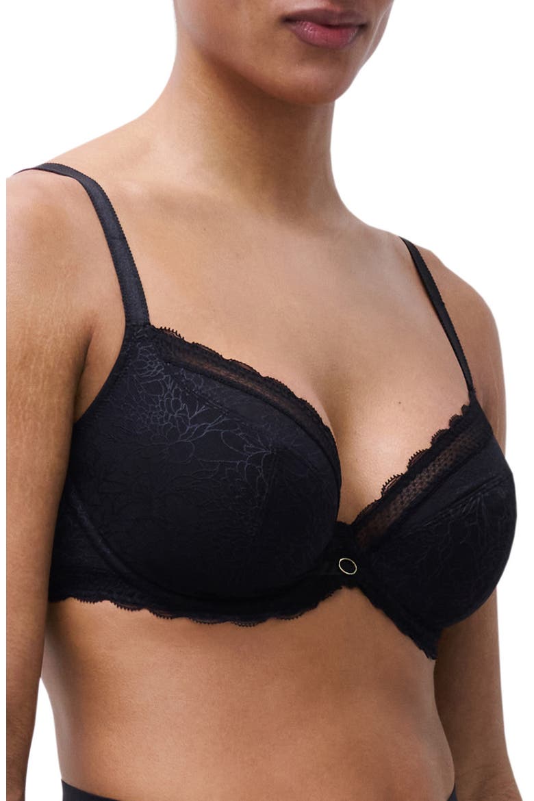 Belle Sexy Plunge Unlined Underwire Bra, Alternate, color, BLACK