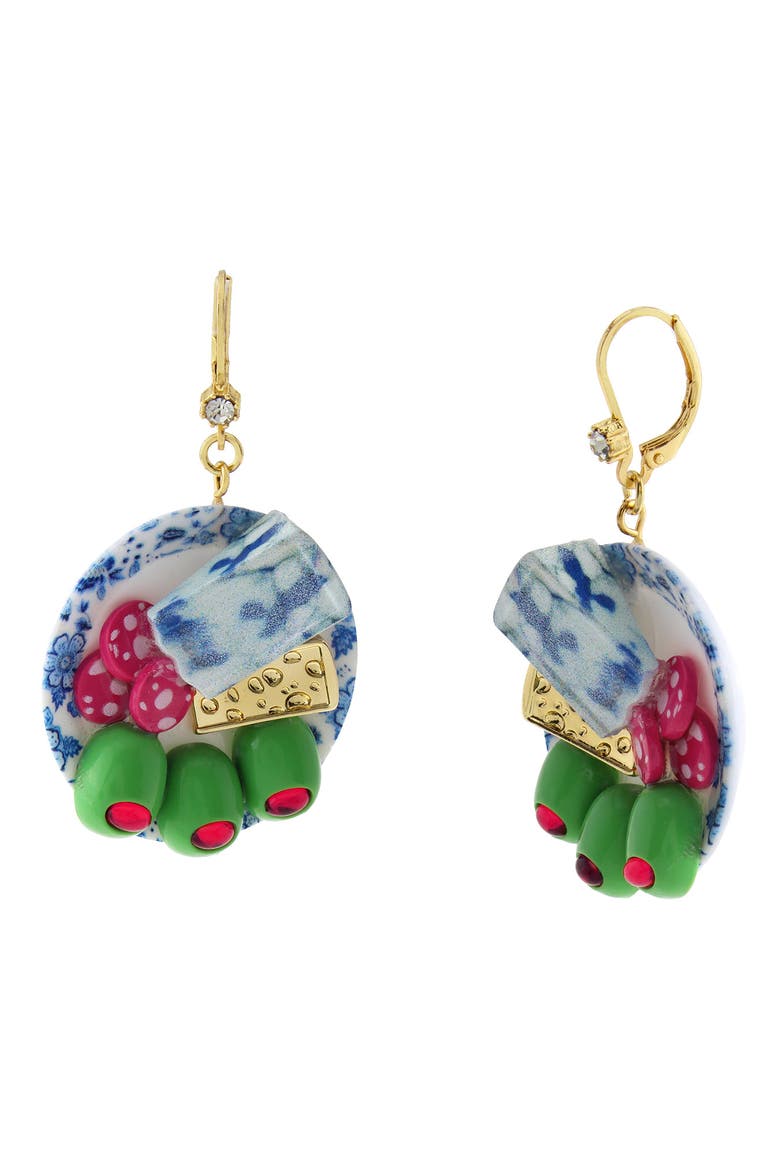 Cheese Plate Statement Earrings, Main, color, BLUE