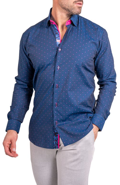 Maceoo Fibonacci Ascension Contemporary Fit Button-up Shirt In Blue