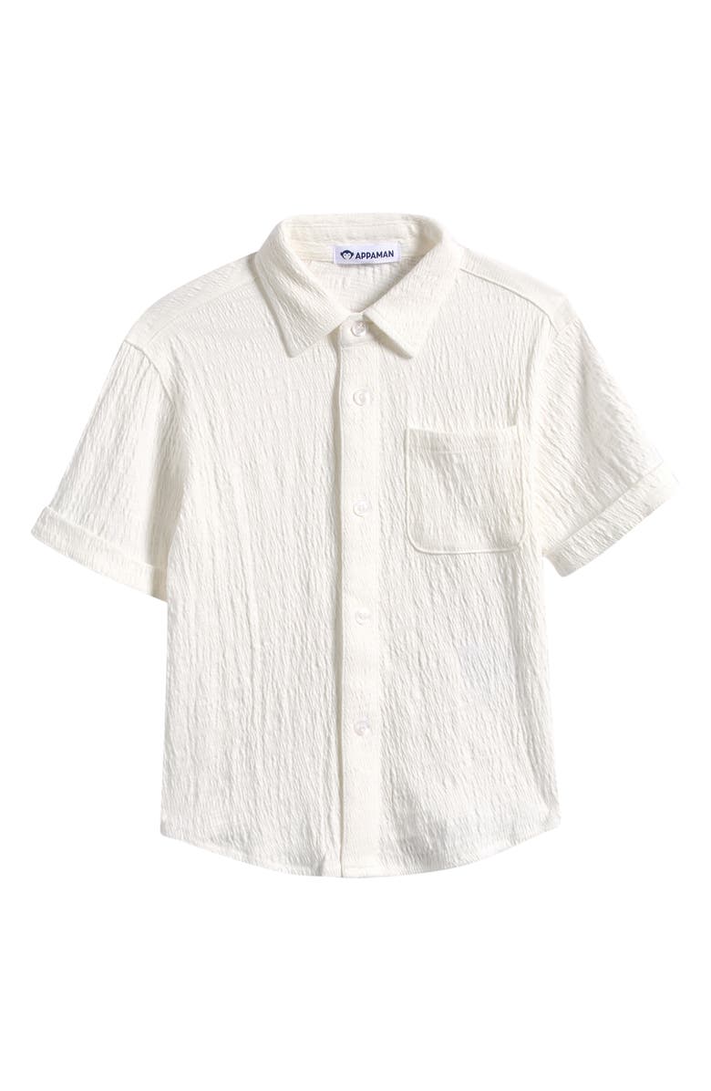 Appaman Kids' Beach Short Button-Up Shirt, Main, color, White