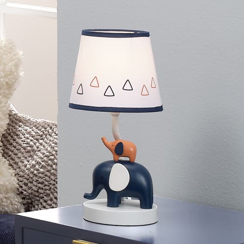 Lambs & Ivy Playful Elephant Nursery Lamp With Shade And Light Bulb In Blue