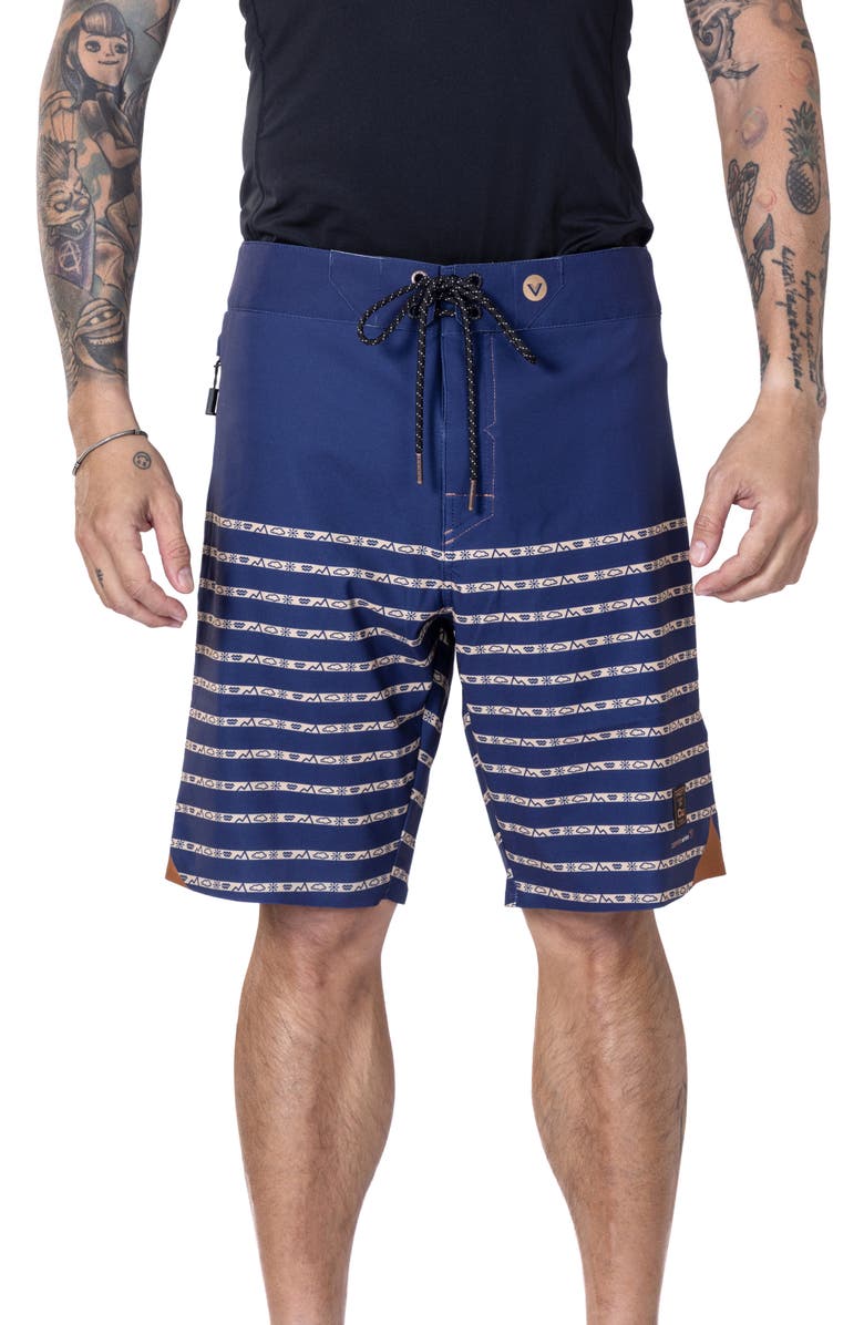 VAST Elements Micro Stripe II Stretch Board Shorts, Main, color, Navy Multi