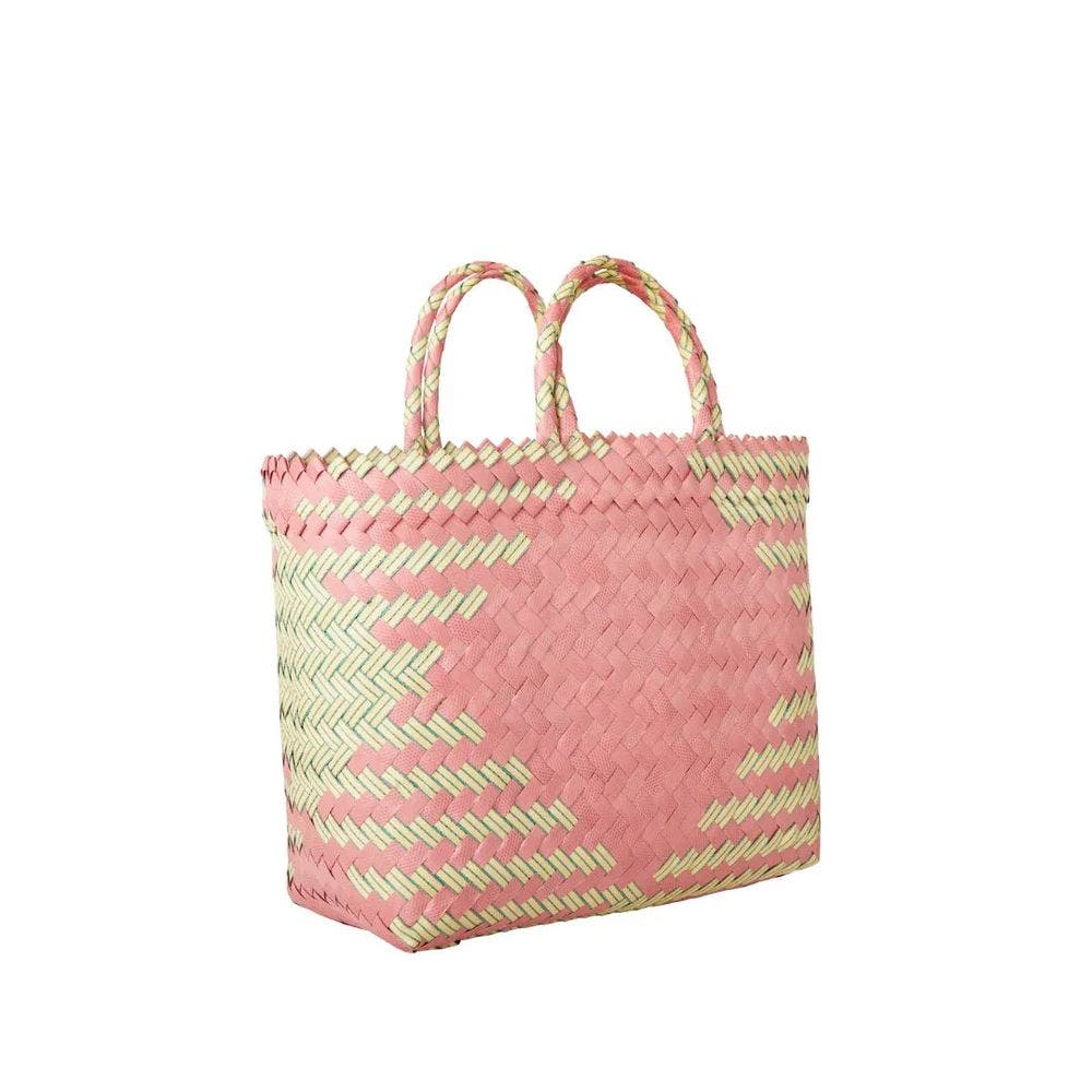 Sarah Stewart Gabriella Handwoven Tote Recycled Plastic, Alternate, color, Pink & Cream