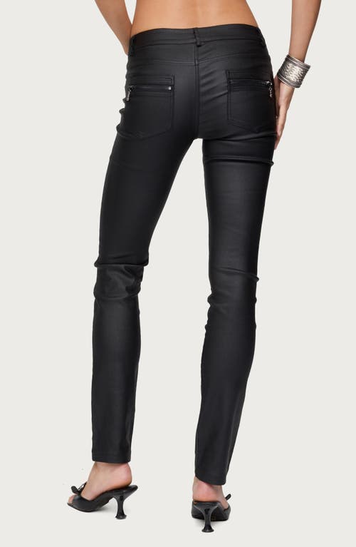 Edikted Kaede Faux Leather Skinny Pants In Black
