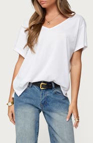 EDIKTED Sonora Oversize V-Neck T-Shirt
