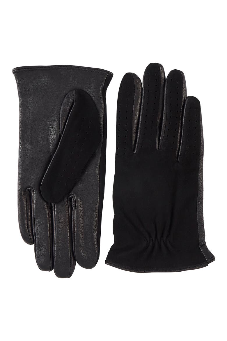 Suede Driver Gloves, Main, color, BLACK