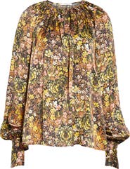 CO Floral Silk Peasant Top