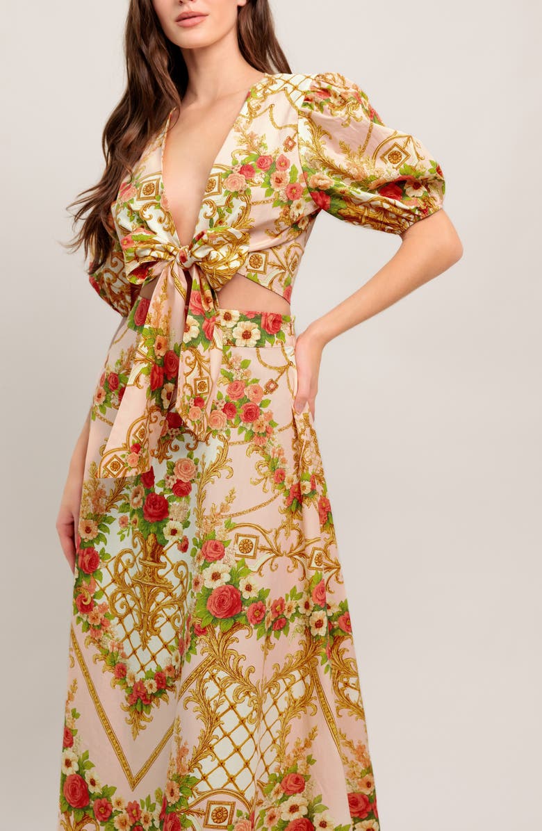 FLYING TOMATO Printed Midi Skirt, Alternate, color, Pink