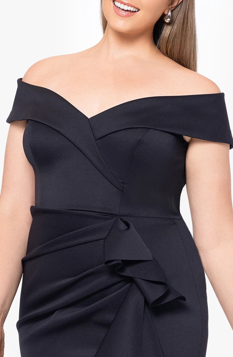 Xscape Evenings Ruffle Off the Shoulder Scuba Knit Cocktail Dress, Alternate, color, 