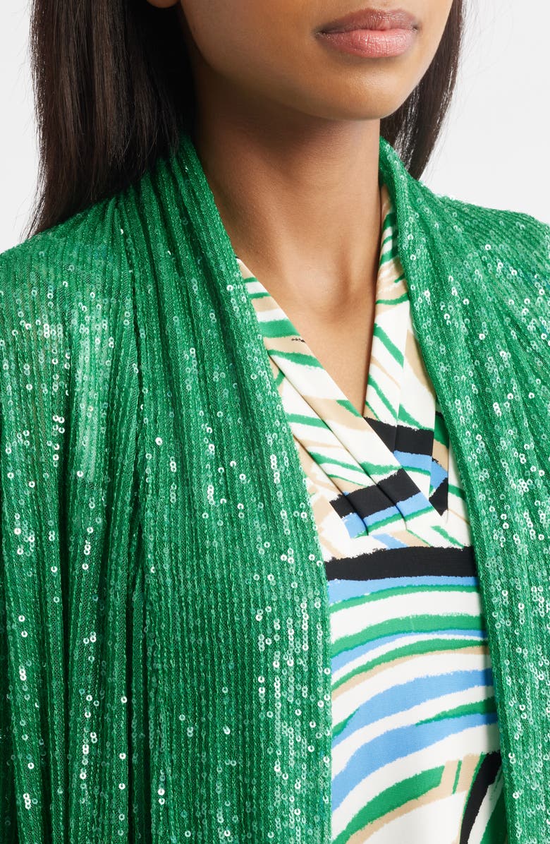 Anne Klein Sequin Draped Open Front Cardigan, Alternate, color, 