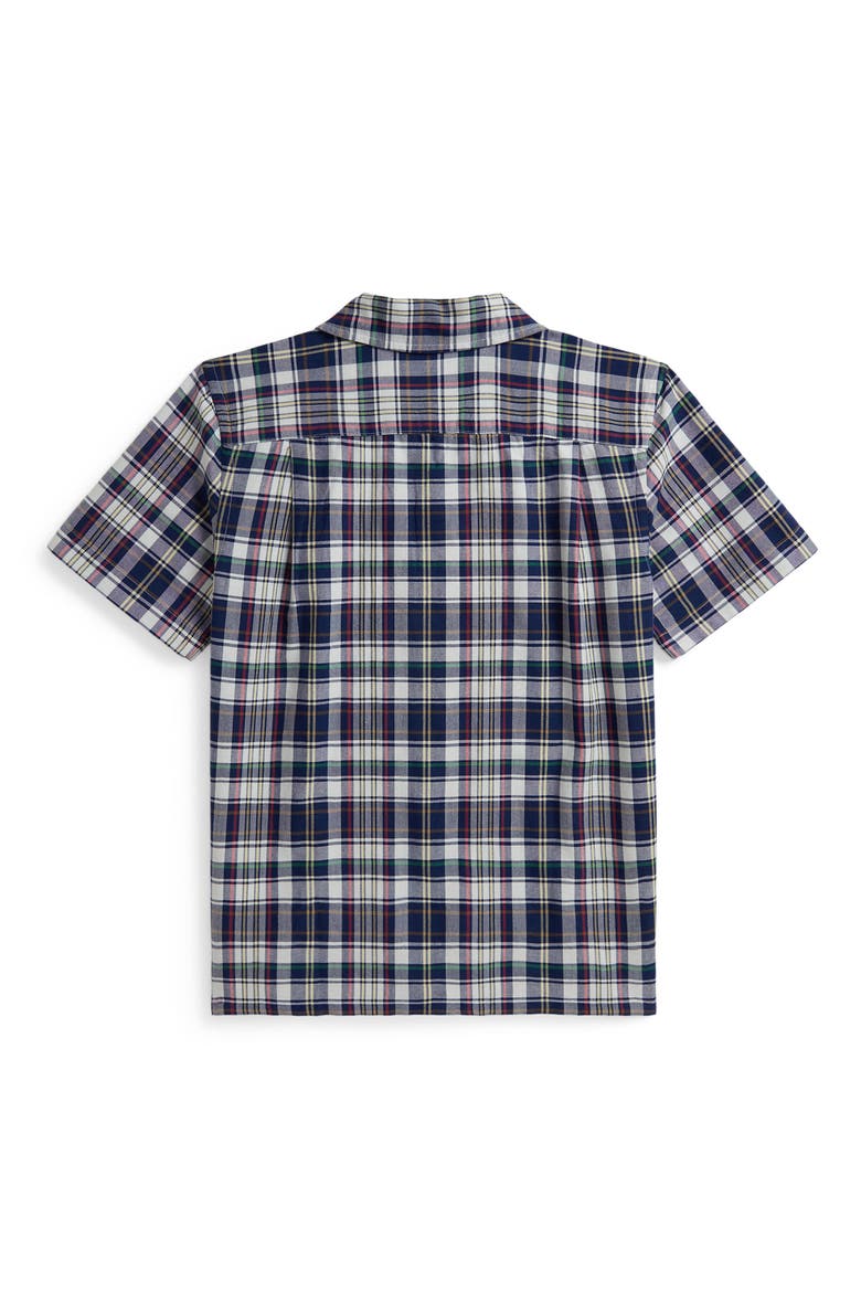 Kids' Classic Plaid Short Sleeve Cotton Button-Up Shirt, Alternate, color, WHITE BLUE MULTI