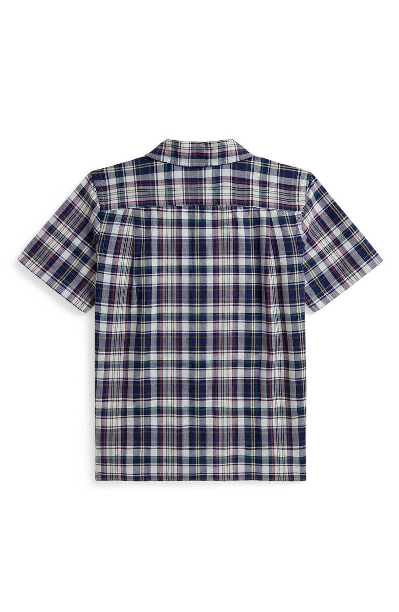 Polo Ralph Lauren Kids' Classic Plaid Short Sleeve Cotton Button-Up Shirt, Alternate, color, White Blue Multi