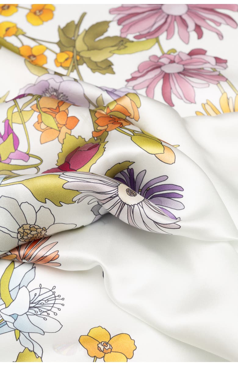 Elizabetta Bouquet - Long Satin Silk Scarf for Women, Alternate, color, Sky Blue