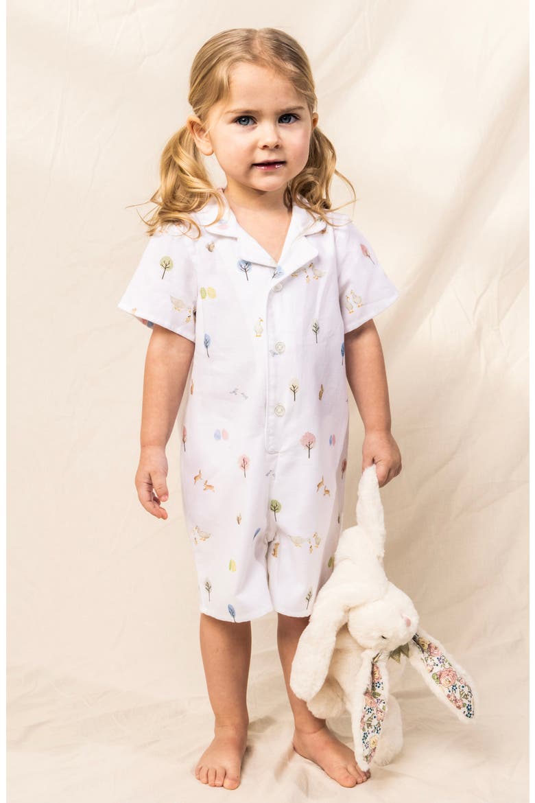 Easter Gardens Short Pajama Romper, Alternate, color, WHITE