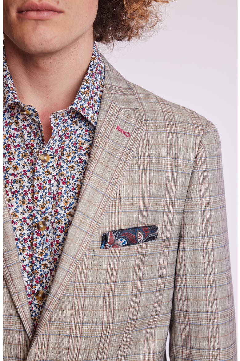 Dover Slim Fit Plaid Sport Coat, Alternate, color, TAN PINK BLUE PLAID