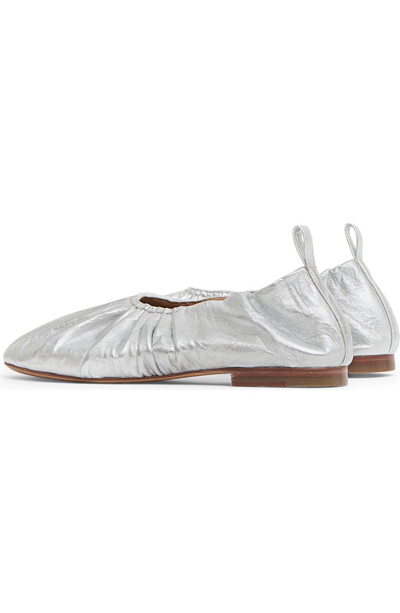 Mansur Gavriel Ruched Ballerina Flat, Alternate, color, Silver