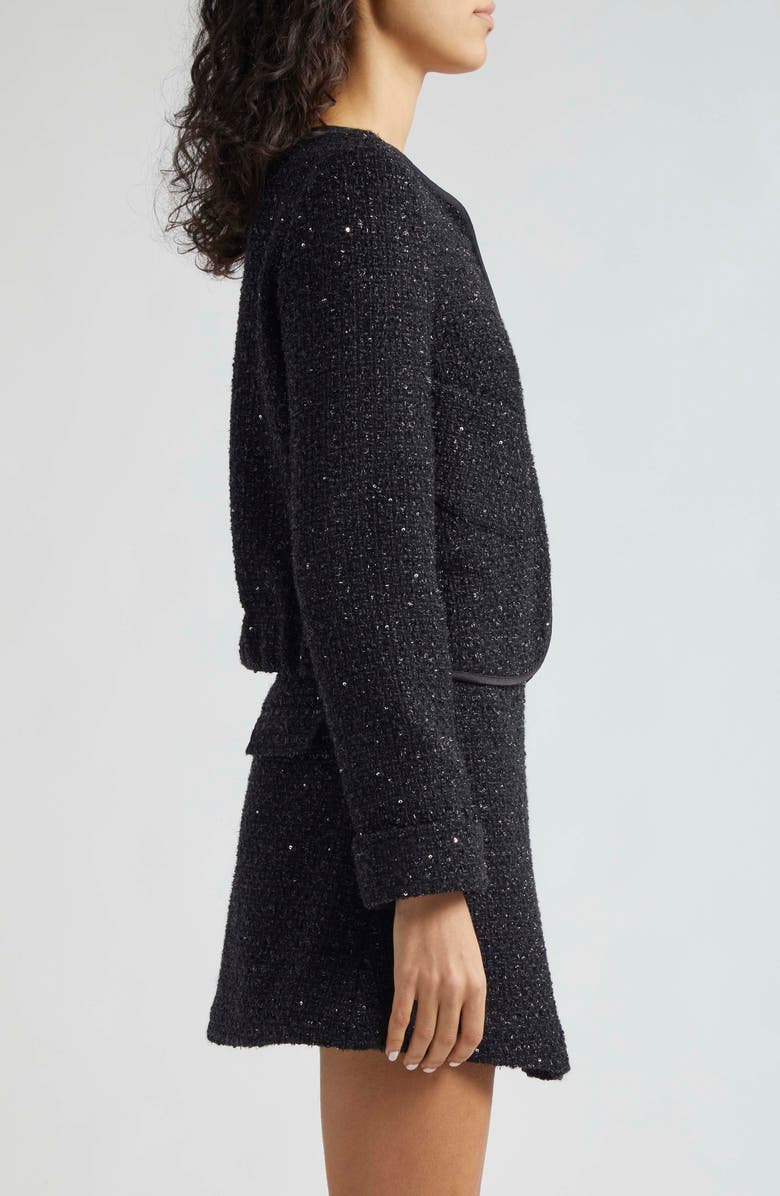 Emporio Armani Metallic Tweed Jacket, Alternate, color, Solid Black