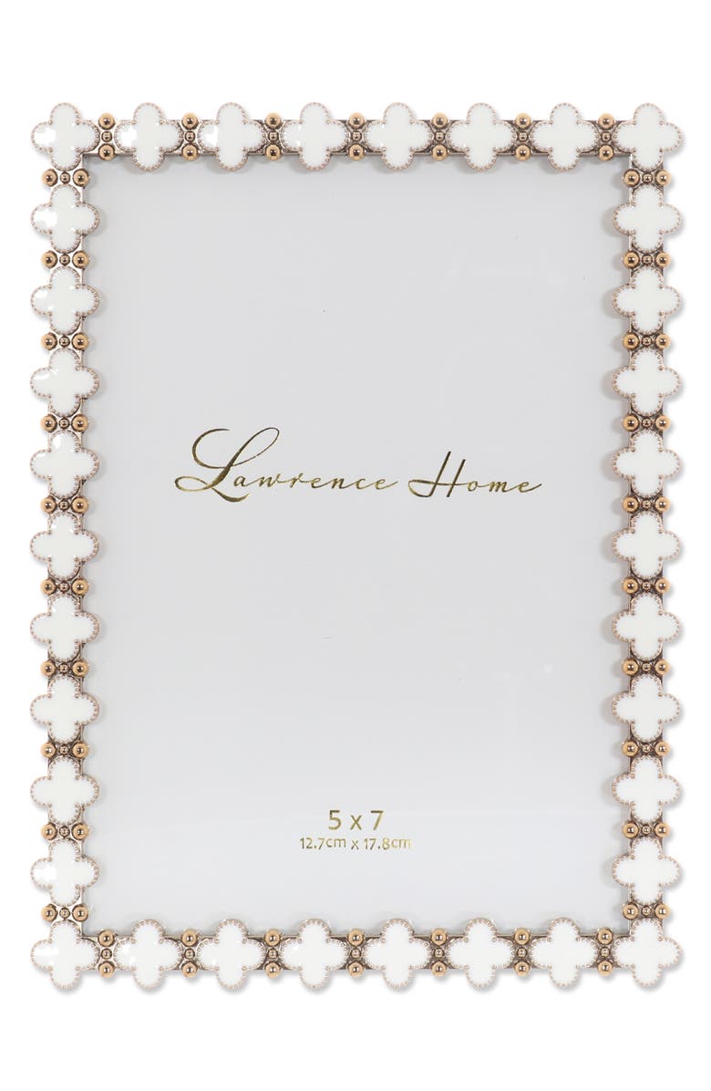 Lawrence Frames White Enamel Clover Picture Frame, Alternate, color, White/Gold