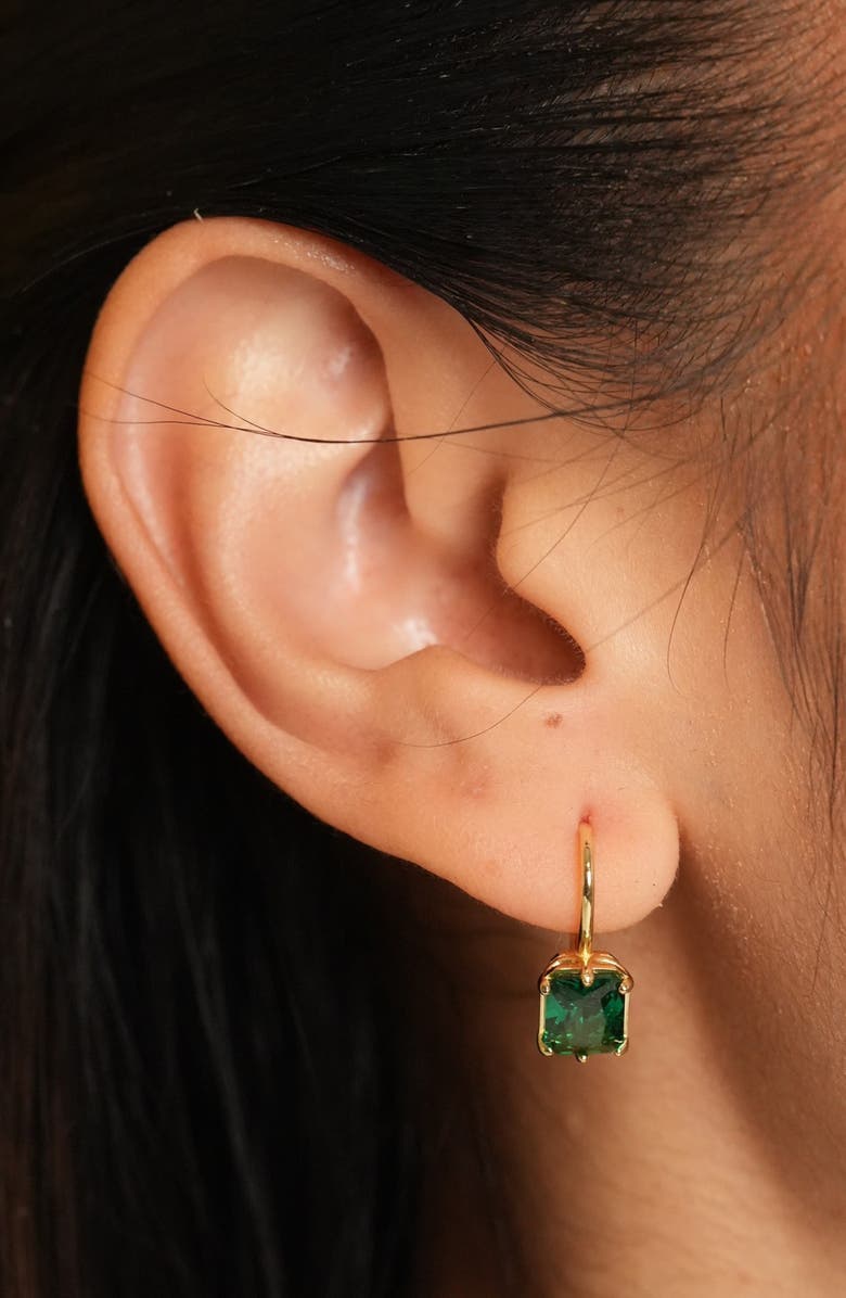 Argento Vivo Sterling Silver Cubic Zirconia Leverback Earrings, Alternate, color, Gold