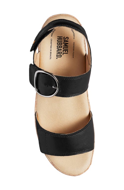 Samuel Hubbard Portola Quarter Strap Wedge Sandal In Black Leather