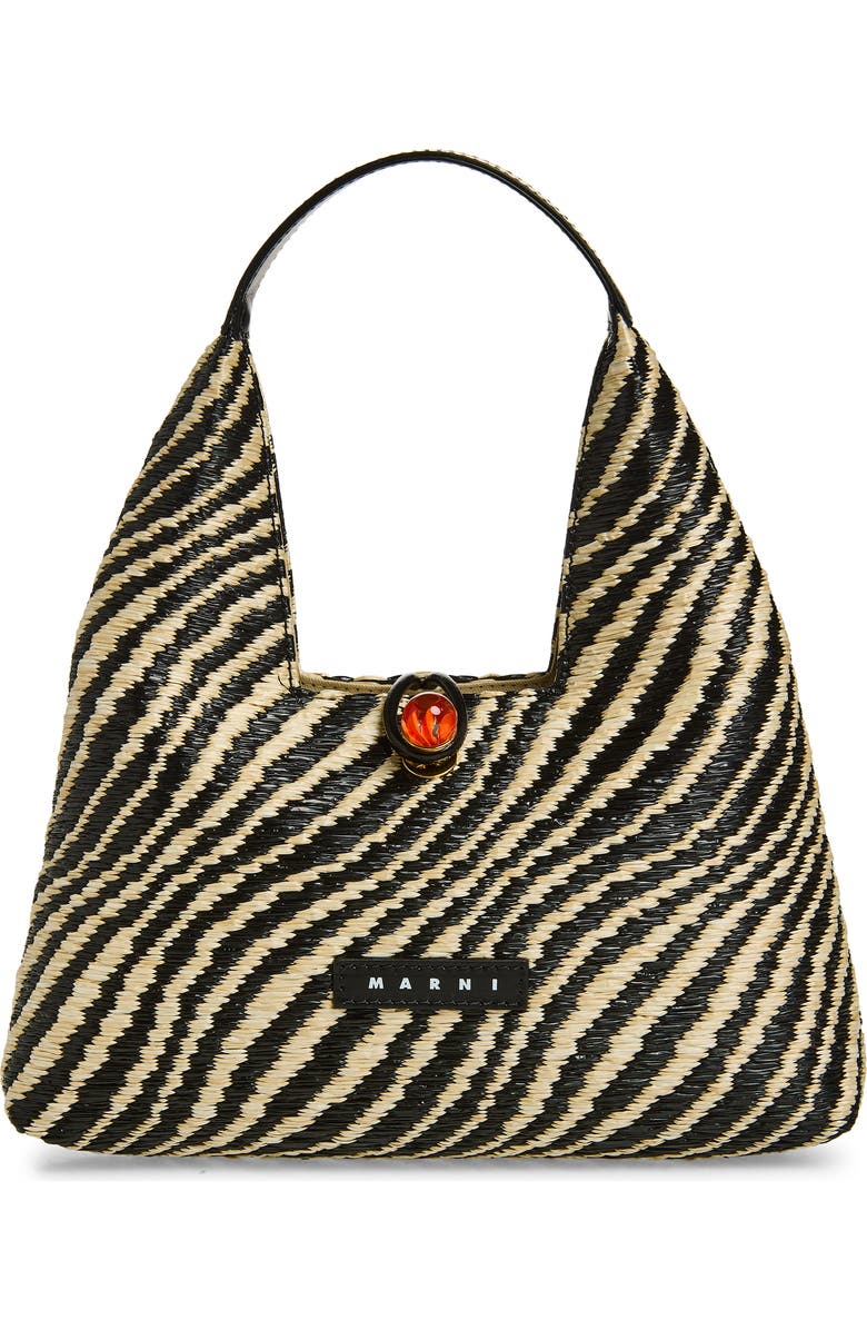 Marni Mini Stripe Top Handle Bag, Main, color, 00N99 Black