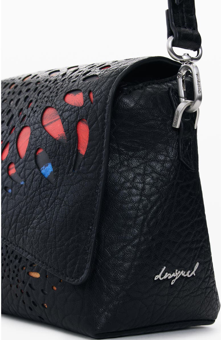 Desigual Butterfly Cutout Faux Leather Shoulder Bag, Alternate, color, Black