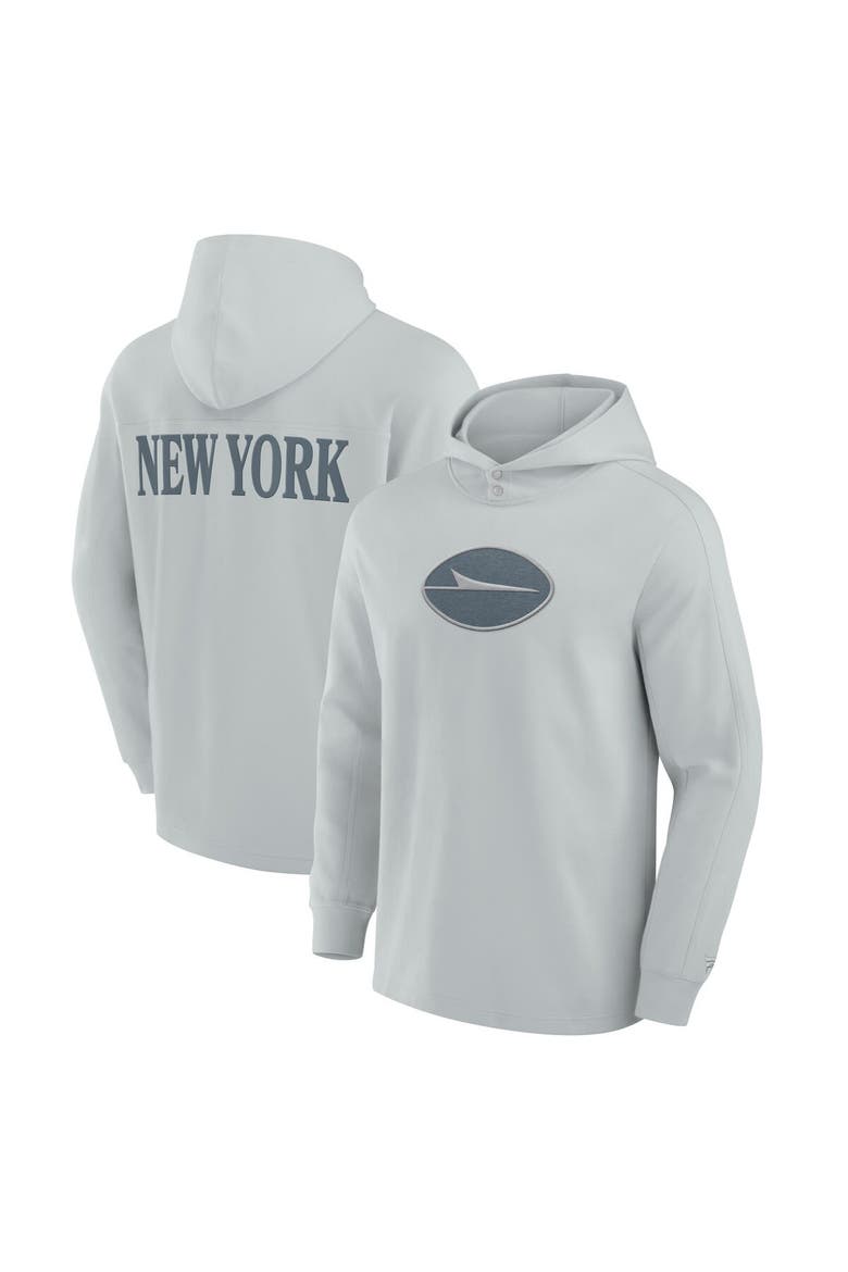 Men's Fanatics Gray New York Jets Elements Blaze Tri-Blend Long Sleeve Hoodie T-Shirt, Main, color, Gray