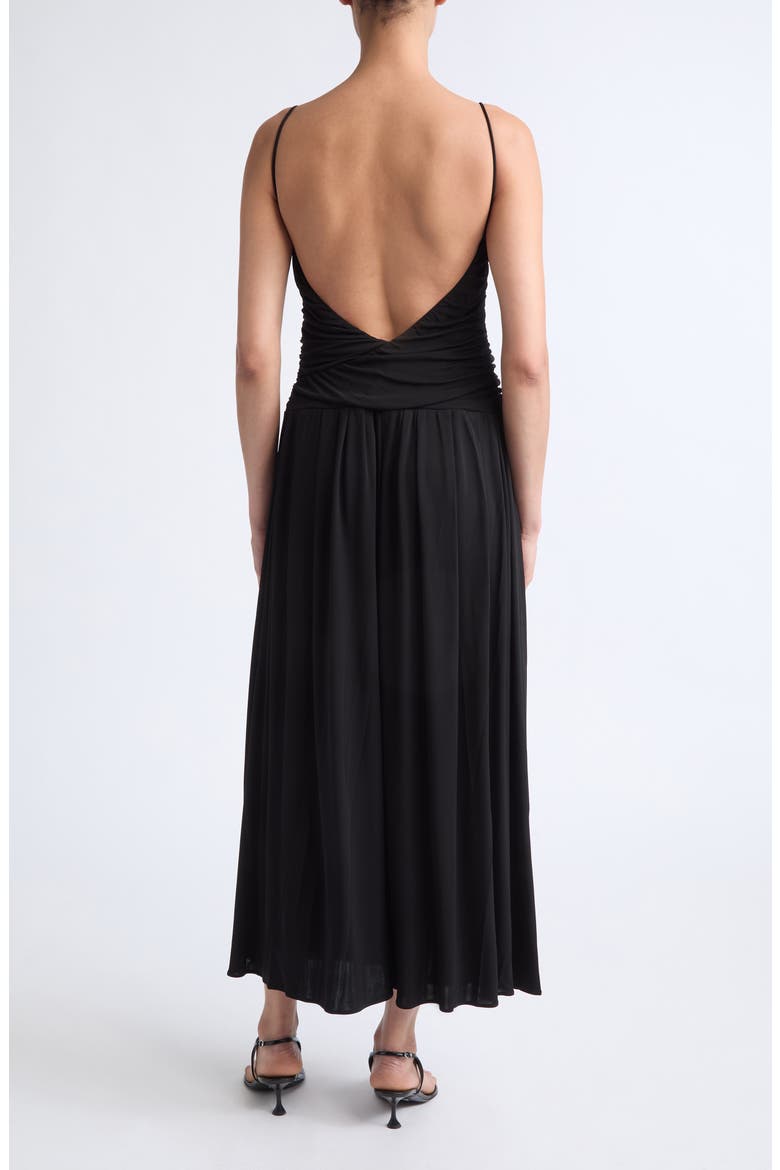 Reese Ruched Sleeveless Maxi Dress, Alternate, color, BLACK