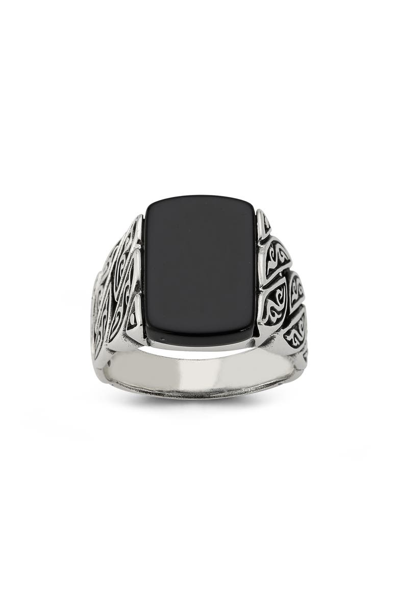Sterling Silver Black Onyx Signet Ring, Alternate, color, SILVER