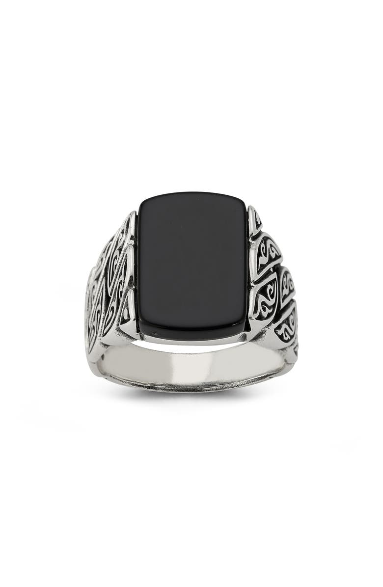 Yield of Men Sterling Silver Black Onyx Signet Ring, Alternate, color, 