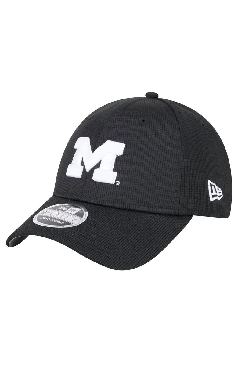 New Era Men's New Era Black Michigan Wolverines Pivot 9FORTY Stretch-Snap Adjustable Hat, Main, color, 