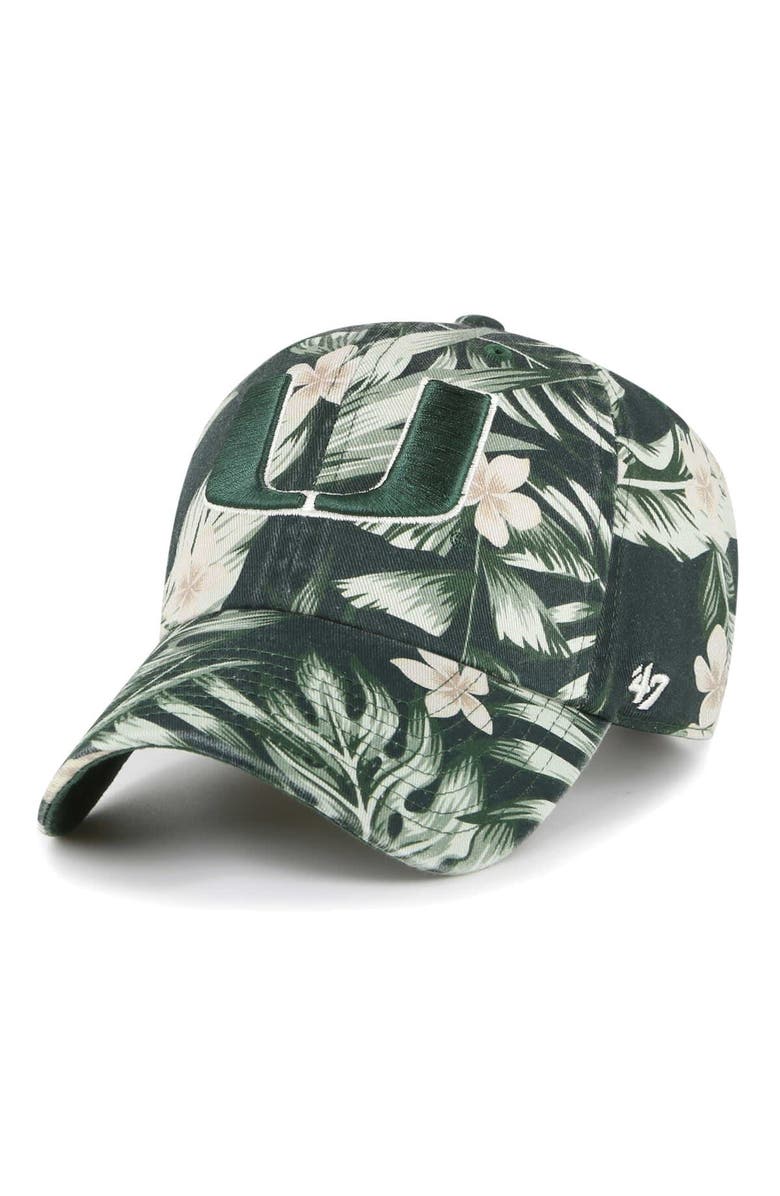 '47 Men's '47 Green Miami Hurricanes Tropicalia Clean Up Adjustable Hat, Main, color, 