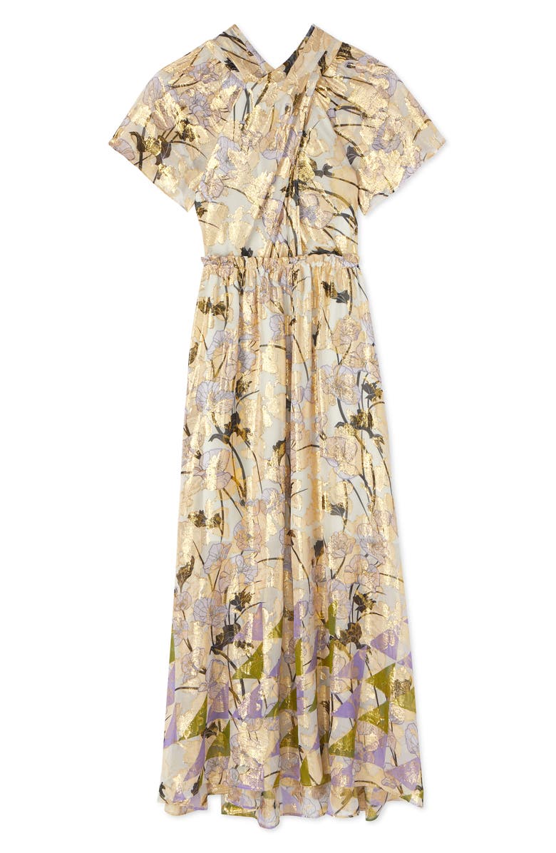 St. John Collection Geo Frieze Jacquard Wrap Neck Dress, Alternate, color,