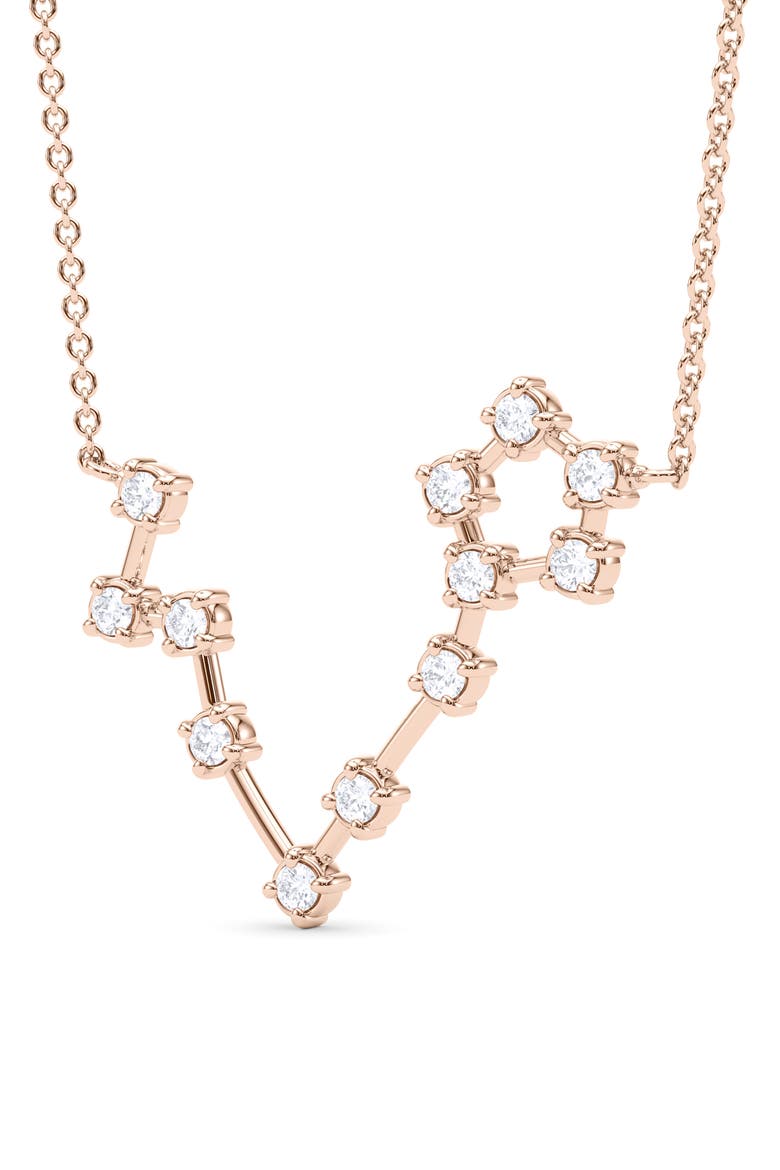 Pisces Constellation Lab Created Diamond Necklace, Alternate, color, 18K ROSE GOLD