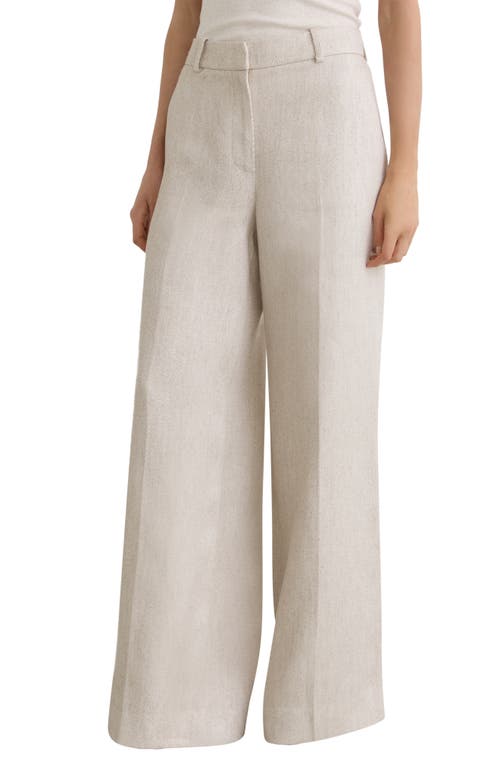 Reiss Nolah Wide Leg Linen Blend Pants in Neutral at Nordstrom, Size 6