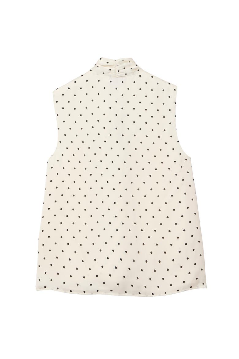 Polka Dot Tie Neck Top, Alternate, color, Cream