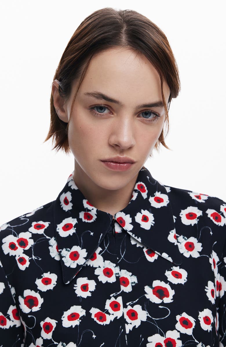 Desigual Floral Print Long Sleeve Minidress, Alternate, color, 