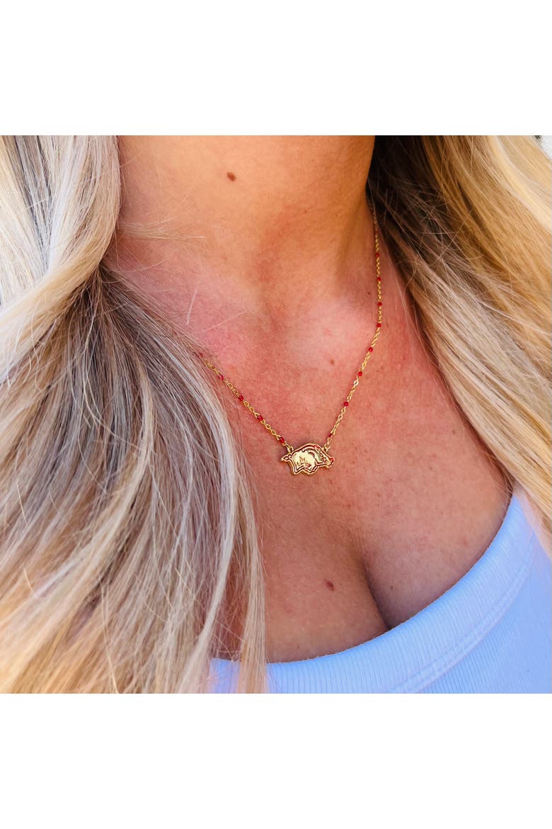 University of Arkansas Side Necklace, Alternate, color, Yellow Gold