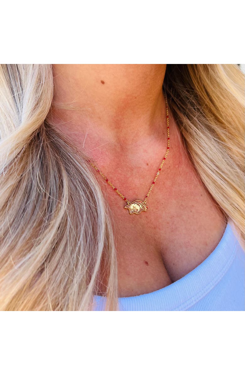 Color Shout University of Arkansas Side Necklace, Alternate, color, Yellow Gold