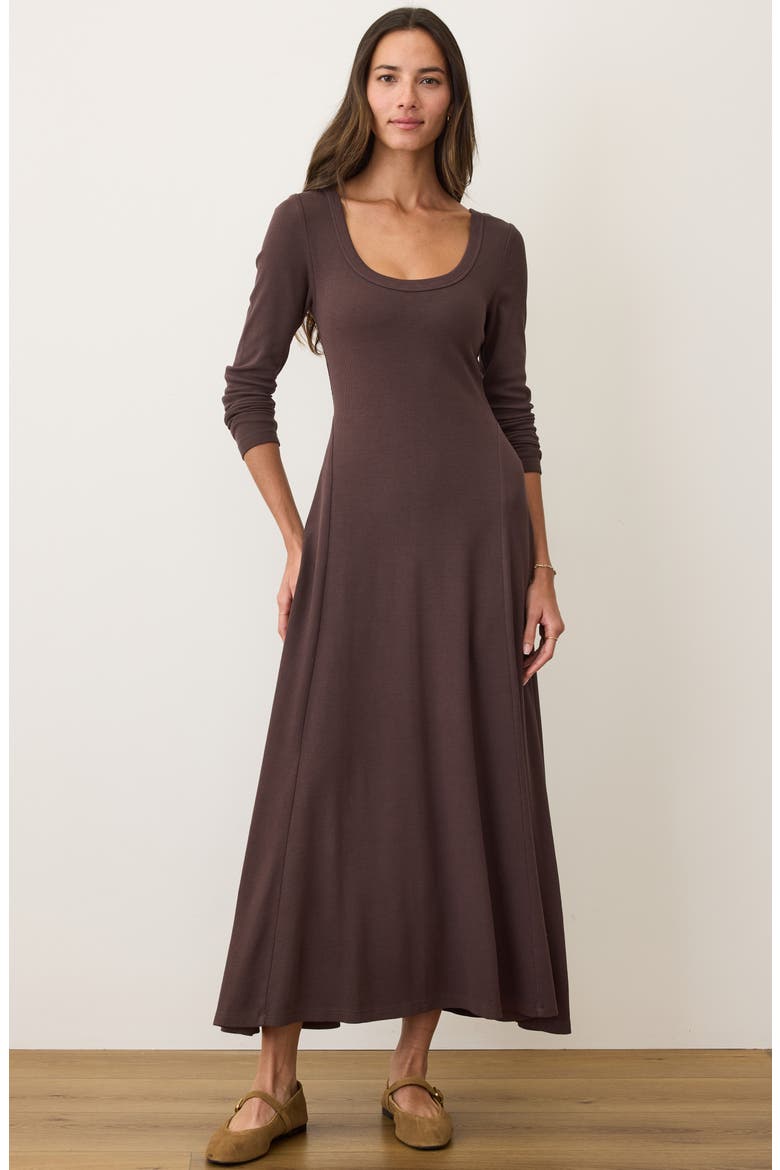 Lexi Ribbed Fit and Flare Dress, Alternate, color, COFFEE BEAN