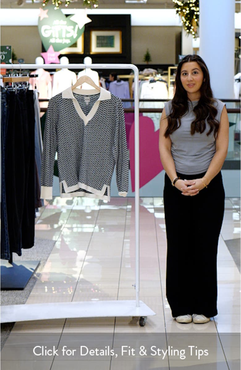 Two-Tone Jacquard Cotton Blend Sweater, sales video thumbnail