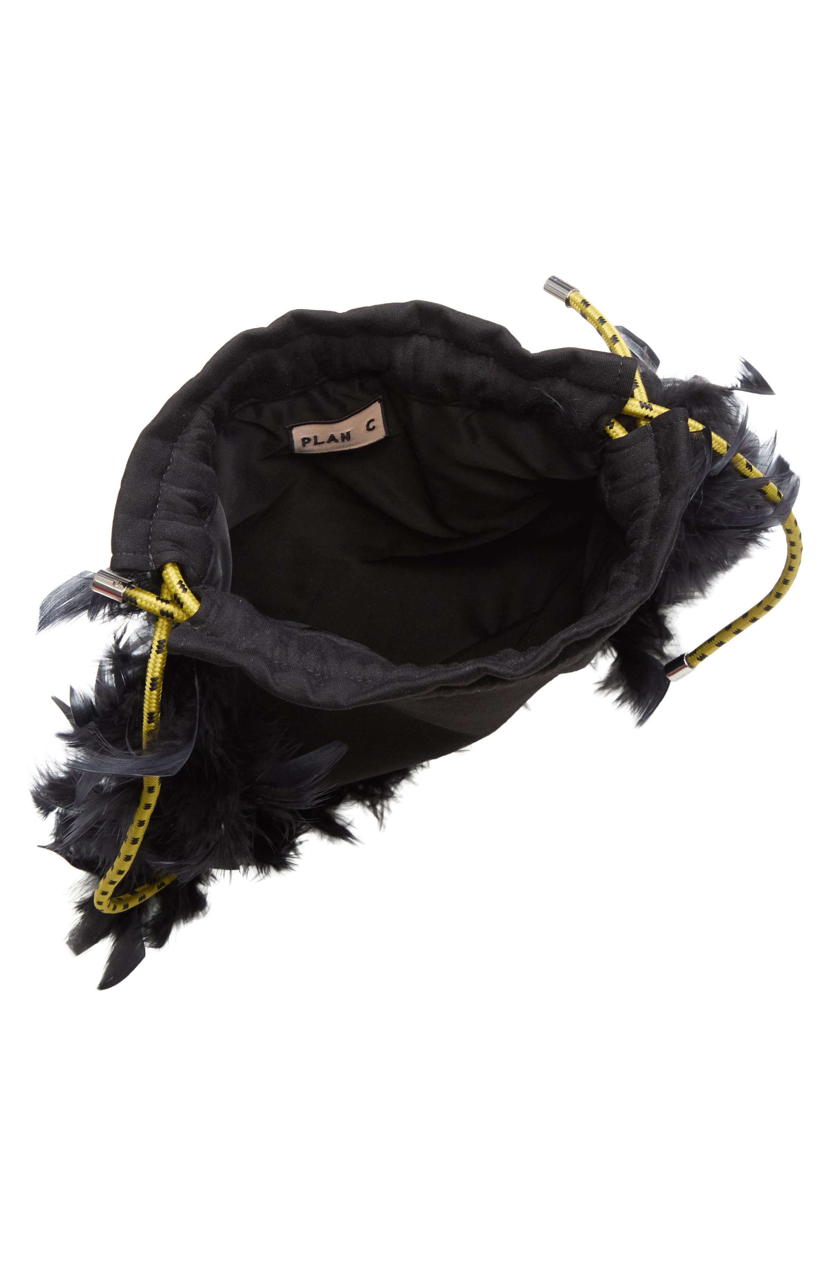 Feather Bucket Bag, Alternate, color, BLACK