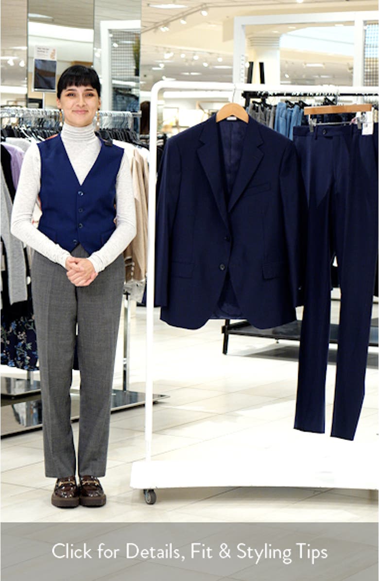 Hartford Classic Fit Navy Textured Check Wool Suit, sales video thumbnail