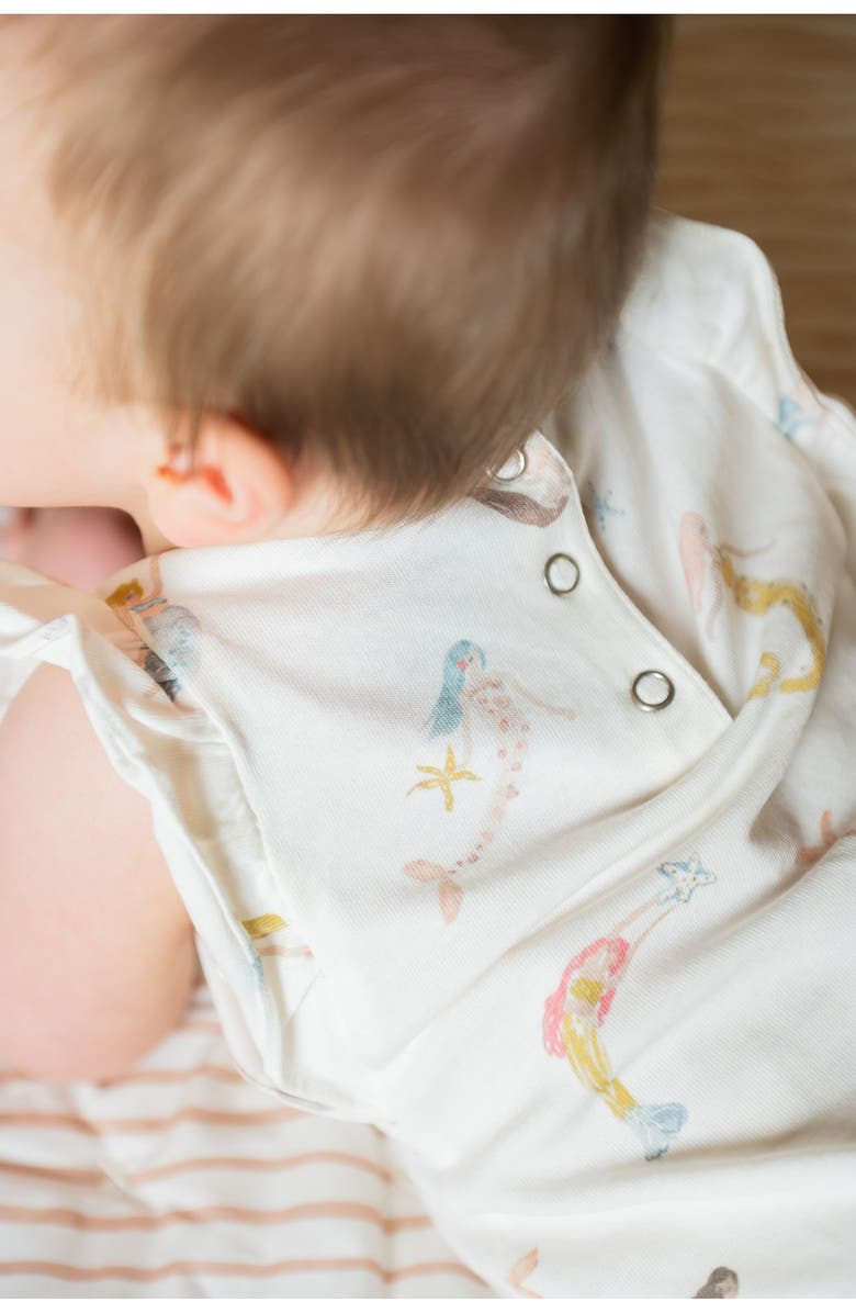 Pehr Mermaid Melody Flutter Sleeve Organic Cotton Bodysuit, Alternate, color, 