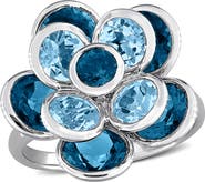 DELMAR London Blue Topaz Flower Ring