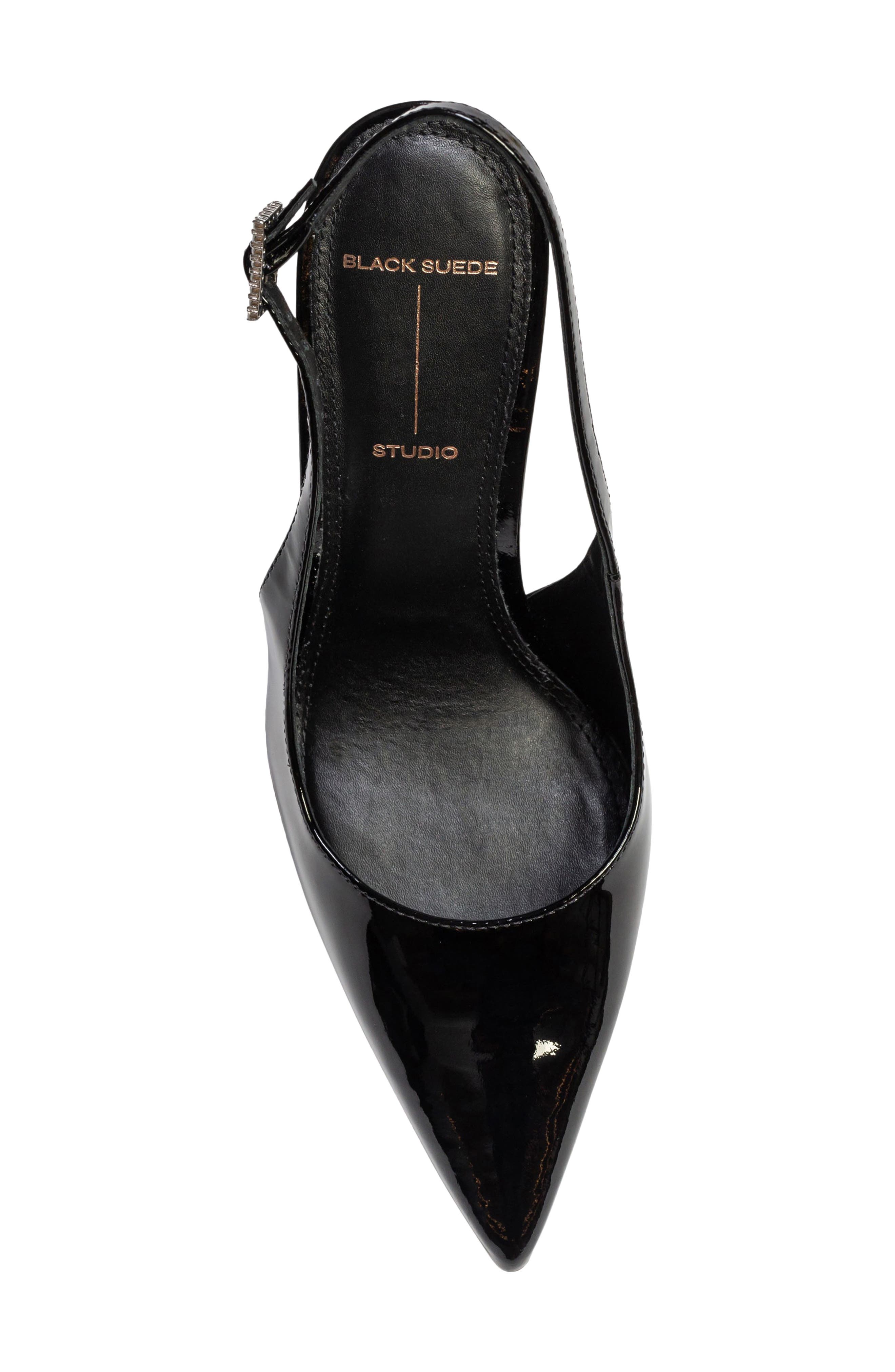 BLACK SUEDE STUDIO Alloy Slingback Pointed Toe Pump, Alternate, color, 